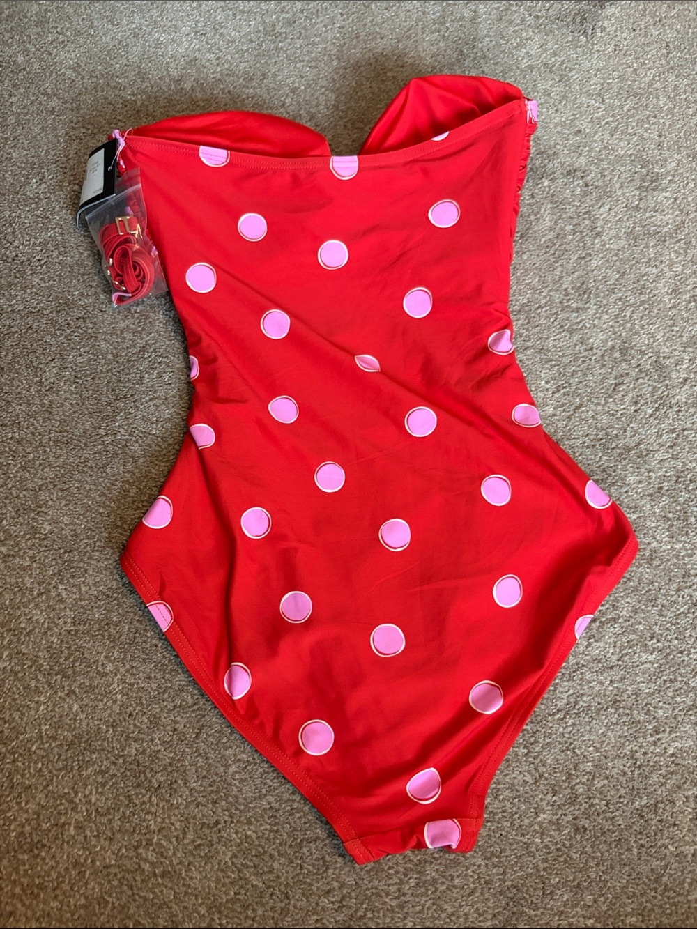 kate spade goji berry Red One-Piece Swimsuit with Pink Polka Dots size small - Picture 10 of 10
